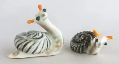 Vintage Miniature Hand Painted Bone China Snail Pair Figurine Duo • $14.95