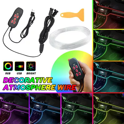 2in1 4M RGB LED Car Interior Fiber Optic Neon EL Wire Strip Light Atmosphere US • $16.19