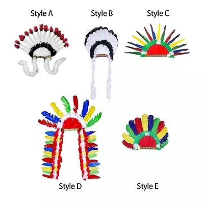 $9.66 • Buy Feather Headdress American Chief Indian Hat For Carnival Costume Performance