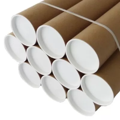 Quality Postal Tubes Cardboard 50.8mm A0 A1 A2 A3 A4 + Plastic White End Caps   • £77.59