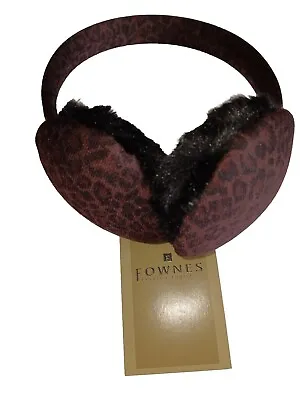 Fownes The Makers Of UGG Plush Warm Black Fur Earmuffs Brown & Leopard  • $29