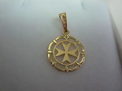 New 18ct 18k Yellow Gold Malta Maltese Cross Pendant Half Matt • £42.71