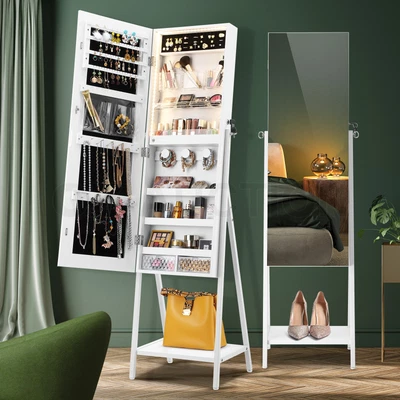 $159.95 • Buy LED Mirror Jewellery Storage Cabinet Makeup Organiser Wooden Jewelry Organizer