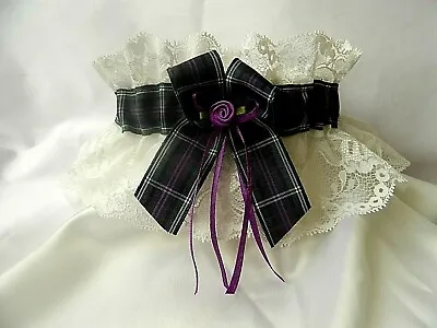 Scottish Tartan Bannockburn Ribbon In White Or Ivory Lace Wedding Garter • £8.99