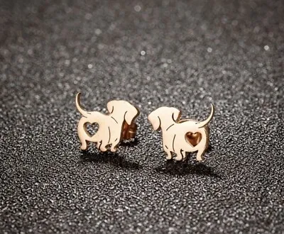 Dachshund Stud Earrings New Chose Gold Black Silver Or Rose Gold. • $10