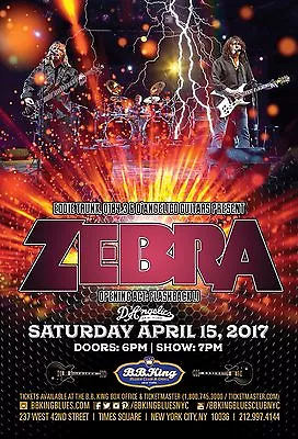 ZEBRA 2017 NEW YORK CITY CONCERT TOUR POSTER -Hard /Prog Rock Heavy Metal Music • $18.18