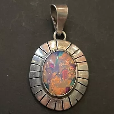 Vintage TAXCO MEXICO Sterling Silver DICHROIC ART GLASS Pendant • $11.50