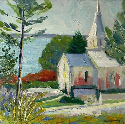 Cape Cod Church Landscape Stella Johnson (1893-1970) Listed Provincetown Artist • $379