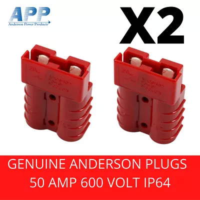 $11.75 • Buy 2x Genuine Anderson APP SB50 Power Plug Cable Connector 6AWG 50AMP IP64 Red