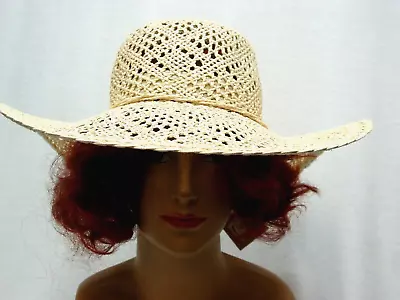 Sun Hat Natural Wheat Straw Victorian Vintage Civil War Style Renassance Fair • $28