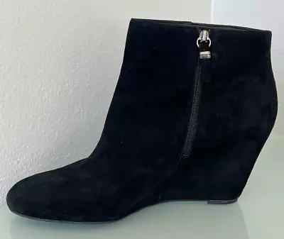 Via Spiga Women's Black Suede Filomena Wedge Ankle Boots Size 12 M • $28
