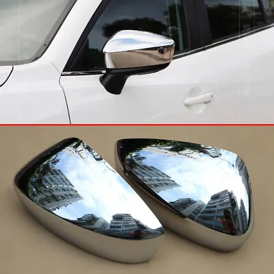 Chrome Side Rearview Mirror Cover Cap For Mazda3 14-18 Mazda2 Demio 15-19 • $36.78