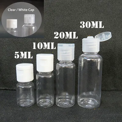 £3.90 • Buy 5/10/20/30ML Plastic Clear Empty Bottles Sample Travel Flip Caps Liquid Shampoo