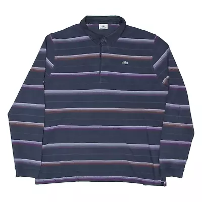 LACOSTE Mens Polo Shirt Black Striped 2XL • £32.99