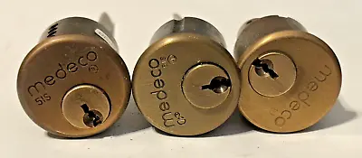 3 Medeco 51S  D88 A98 RIM Cylinder Sub Assembly Bronze Smooth Barrel Used • $50