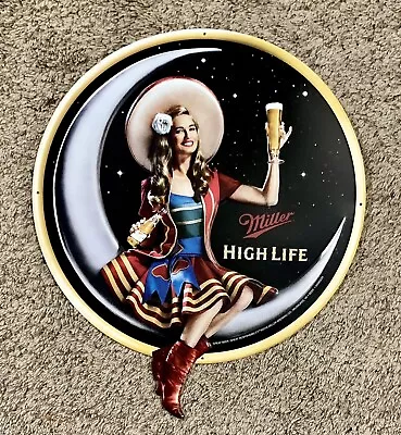 MILLER HIGH LIFE Girl On The Moon 19” Beer Sign Man Cave 2016 New Old Stock • $59.99