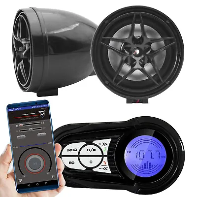 UTV ATV WAKEBOARD Waterproof Marine Speakers Bluetooth Audio Amplifier Speaker • $39.99