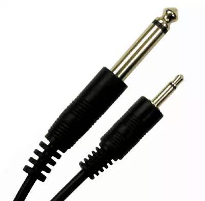 3.5mm To 6.35mm 1/4 Inch Small To Big Mono Jack Audio Cable Plug Patch Lead Amp • £3.49