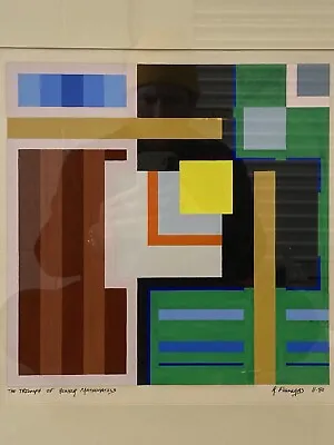 🔥 Fine Vintage Old NY Geometric Cubist Modern Hard Edge Painting FIGUERAS • $975