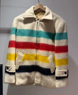 Vintage Hudson's Bay Wool Blanket Jacket Coat 4 Color Stripes 1960’s-1970’s • $145