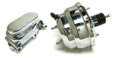 Chrome 7  Dual Diaphragm Brake Booster & 1  Bore GM Smooth Top Master Cylinder • $128.50