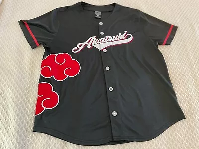 $40 • Buy Akatsuki XL Black Polyester SS Clouds Print Button Up Baseball Jersey Shirt 