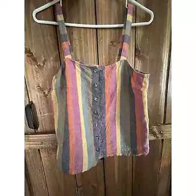 Madewell Women’s Linen Blend Color Stripe Tank Top Size Small S • $15