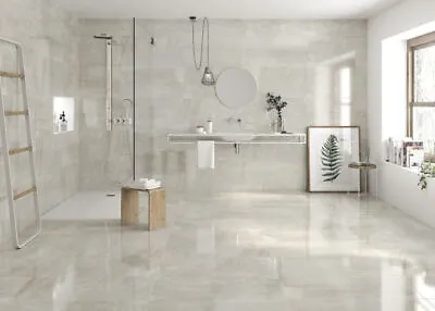 PALLET DEAL 53m² Polished Cream Marble Effect  450mm X 900mm Porcelain Tiles • £1500