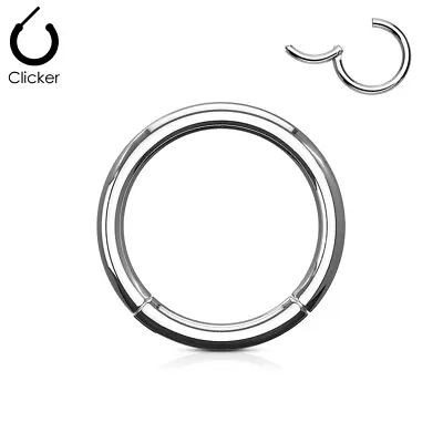 20G 18G 16G 14G Steel HINGED Segment Nose Ring Septum Clicker Daith Hoop • $7.99