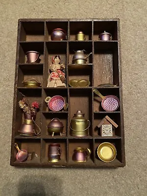Vintage Miniature Kitchen Copper Pots Cookware Wall Display Shelf By Pat Harris • $12.50