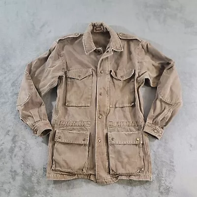 Vintage Banana Republic Field Jacket Mens Medium Brown Snap Safari Chore 80s • $89.95