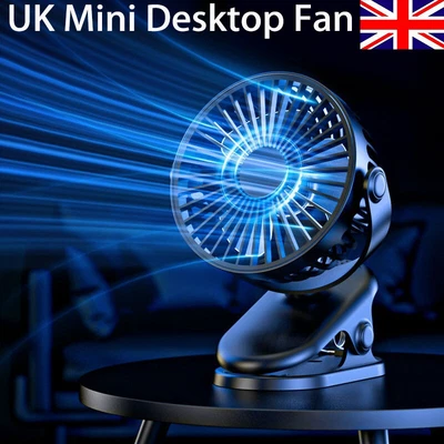 £5.49 • Buy Creative Desk Fan Portable Table Desktop Cooler Quiet USB Rechargeable Fan Black