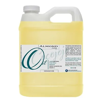 32 Oz Or 1 Gallon Sweet Almond Oil Pure Unrefined Cold Pressed Grade Carrier Oil • $23.89