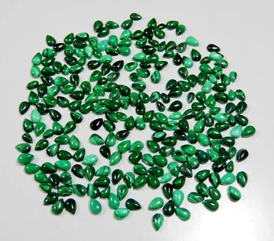 152 Ct WHOLESALE LOT 100% NATURAL GREEN MALACHITE  CALIBRATED PEAR CABOCHON A231 • $20.99