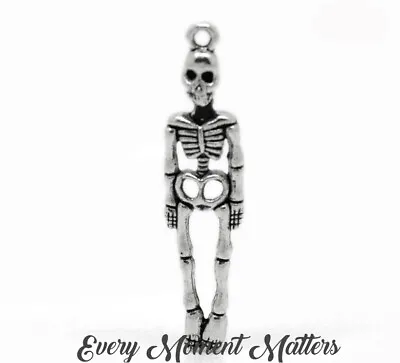 10 X Tibetan Silver HALLOWEEN SKELETON 39mmx9mm Charms Pendants • £2.59