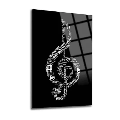 Music Notes Tempered Glass Wall Art Easy Installation Fade Proof Wall Decor • $99