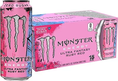Monster Energy Ultra Fantasy Ruby Red Sugar Free Energy Drink 16 Ounce ( Pack • $37.99