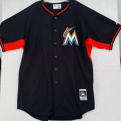 Miami Marlins Jersey Adult 52 Black Majestic Baseball Coolbase Mens Stitched MLB • $32.25