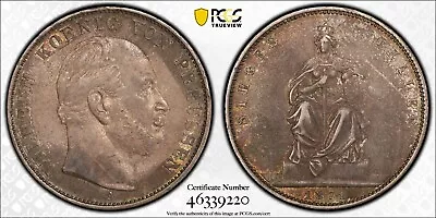 1871-A THALER PCGS AU50 PRUSSIA VICTORY KM500 About Uncirculated Toned Silver • $159.99