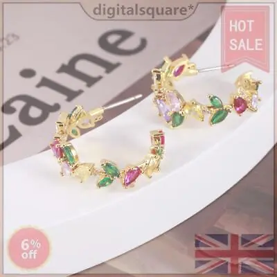 Kate Spade Sweet Colorful Water Drop Sparking Flower C- Shaped Circle Earrings • £25.99