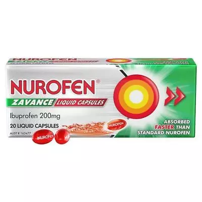 Nurofen Zavance Fast Pain Relief Liquid Capsules 200mg Ibuprofen 20 Pack • $7.99