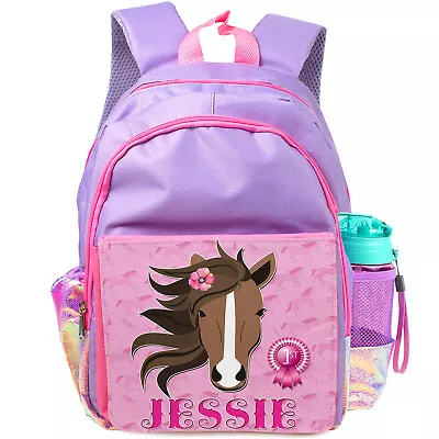 Personalised Girls Backpack Horse School Bag Childrens Kids Pony Rucksack KS239 • £19.95