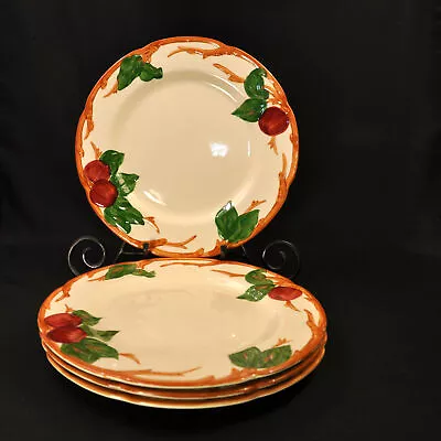 Franciscan Apple 4 Dinner 10 5/8  Plates 1949-1953 Hand Painted Red Green Brown • £96.36