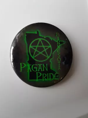 Green Black Pagan Pride Minnesota 2'' Metal Button Vintage Religion Cult Rare • $1.99