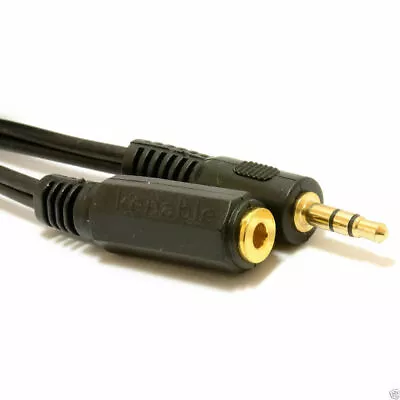 3.5mm Stereo Jack To Socket Headphone Extension GOLD Cable   30cm • £2.53