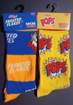 Mens Fun Crew Socks Corn Pops Frosted Flakes Cereal 2 PR Lot NEW • $5.99