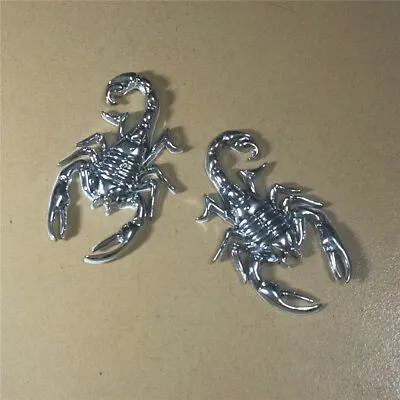 Pair Chrome Scorpion Silver Metal Decal Emblem Sticker Badge Engine 3D Car Coupe • $14.98