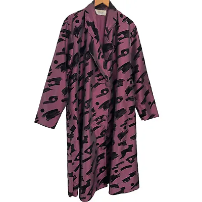 Maralyce Ferree Trench Coat Jacket One Size Purple Abstract Brushstroke Artsy • $112.49