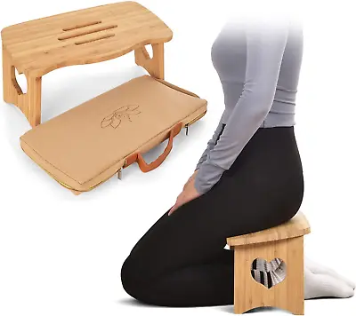 Meditation Bench Folding Kneeling Meditation Bench Kneeling Stool Bamboo Yoga Be • $61.99