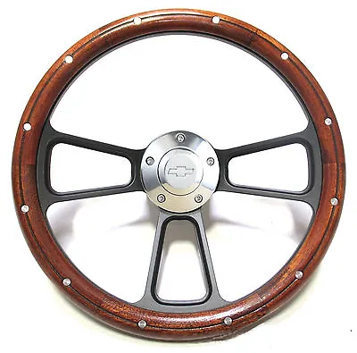 El Camino Chevelle Custom Wood Steering Wheel W/Chevy Horn & Adapter Full Kit • $234.93